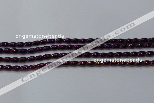 CHE805 15.5 inches 4*6mm rice plated hematite beads wholesale