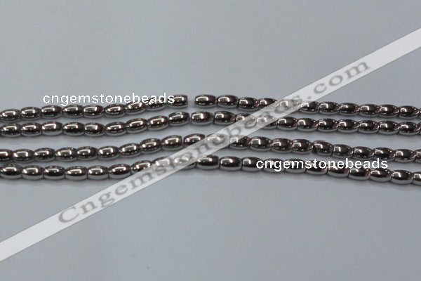 CHE810 15.5 inches 5*8mm rice plated hematite beads wholesale