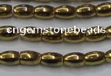 CHE811 15.5 inches 5*8mm rice plated hematite beads wholesale