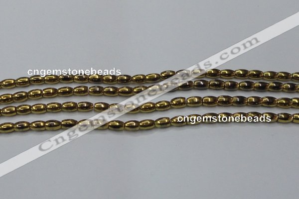 CHE811 15.5 inches 5*8mm rice plated hematite beads wholesale