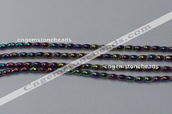 CHE812 15.5 inches 5*8mm rice plated hematite beads wholesale