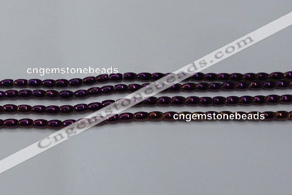 CHE813 15.5 inches 5*8mm rice plated hematite beads wholesale