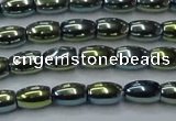 CHE814 15.5 inches 5*8mm rice plated hematite beads wholesale