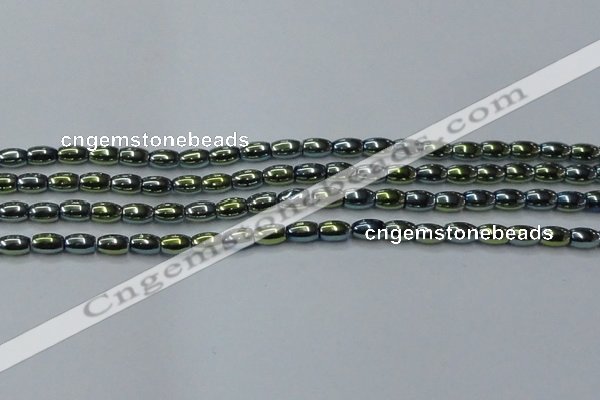 CHE814 15.5 inches 5*8mm rice plated hematite beads wholesale