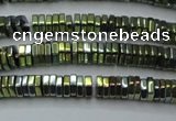 CHE836 15.5 inches 1*3mm hexagon plated hematite beads wholesale