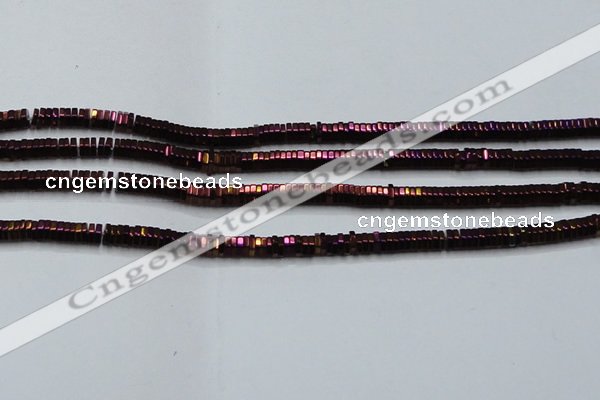 CHE837 15.5 inches 1*3mm hexagon plated hematite beads wholesale