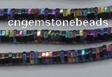 CHE838 15.5 inches 1*3mm hexagon plated hematite beads wholesale