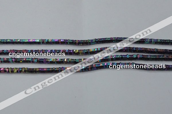 CHE838 15.5 inches 1*3mm hexagon plated hematite beads wholesale