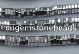 CHE841 15.5 inches 1*4mm hexagon plated hematite beads wholesale