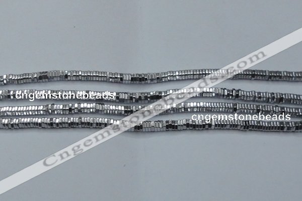 CHE841 15.5 inches 1*4mm hexagon plated hematite beads wholesale