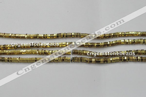 CHE843 15.5 inches 1*4mm hexagon plated hematite beads wholesale