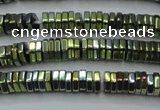 CHE844 15.5 inches 1*4mm hexagon plated hematite beads wholesale