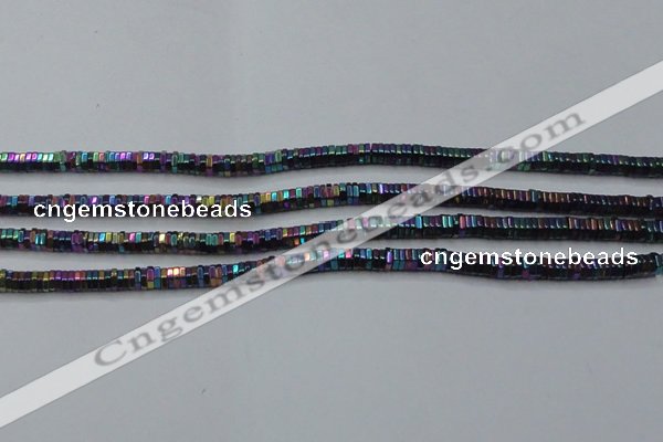 CHE846 15.5 inches 1*4mm hexagon plated hematite beads wholesale