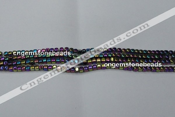 CHE852 15.5 inches 2*2mm dice platedhematite beads wholesale