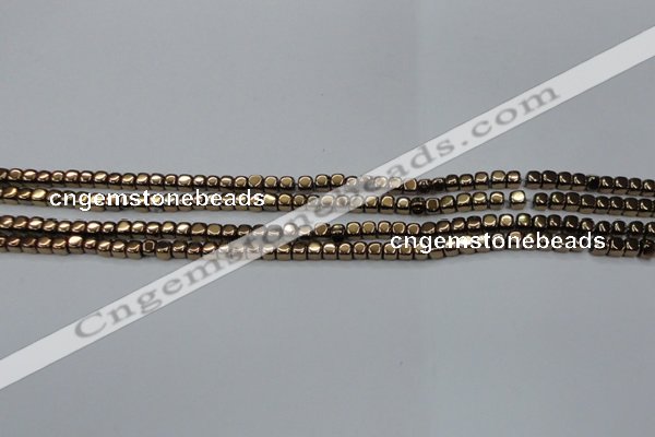 CHE854 15.5 inches 2*2mm dice platedhematite beads wholesale