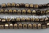 CHE862 15.5 inches 3*3mm dice platedhematite beads wholesale