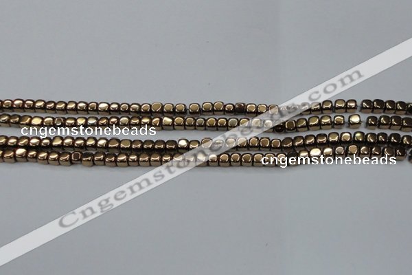 CHE867 15.5 inches 4*4mm dice platedhematite beads wholesale