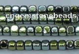 CHE869 15.5 inches 4*4mm dice platedhematite beads wholesale