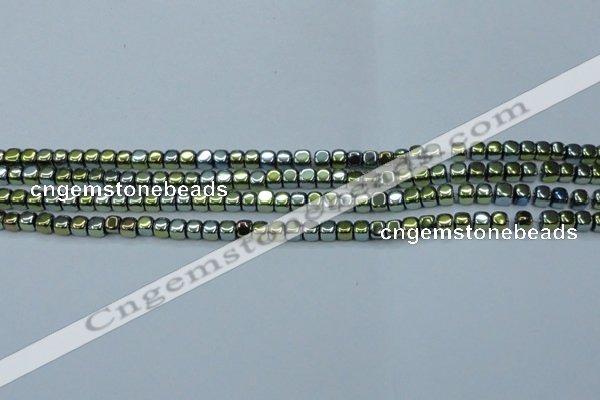 CHE869 15.5 inches 4*4mm dice platedhematite beads wholesale