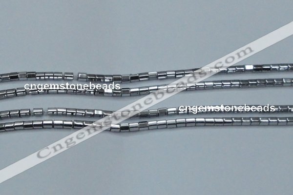 CHE886 15.5 inches 2*2mm faceted tube plated hematite beads wholesale