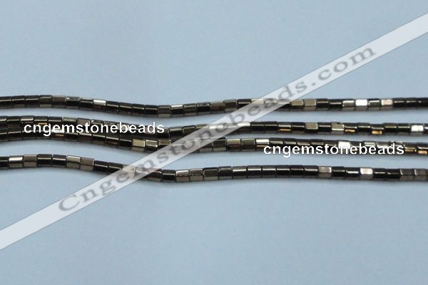 CHE887 15.5 inches 2*2mm faceted tube plated hematite beads wholesale