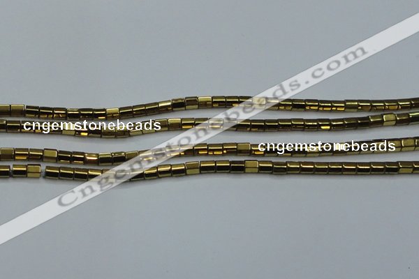 CHE889 15.5 inches 2*2mm faceted tube plated hematite beads wholesale