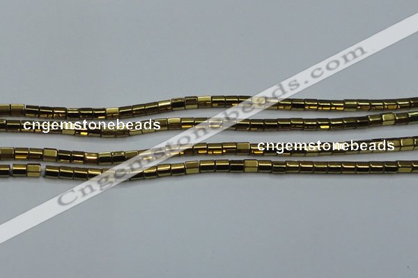 CHE889 15.5 inches 2*2mm faceted tube plated hematite beads wholesale