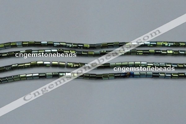 CHE890 15.5 inches 2*2mm faceted tube plated hematite beads wholesale