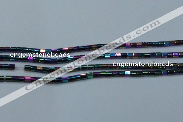 CHE891 15.5 inches 2*2mm faceted tube plated hematite beads wholesale