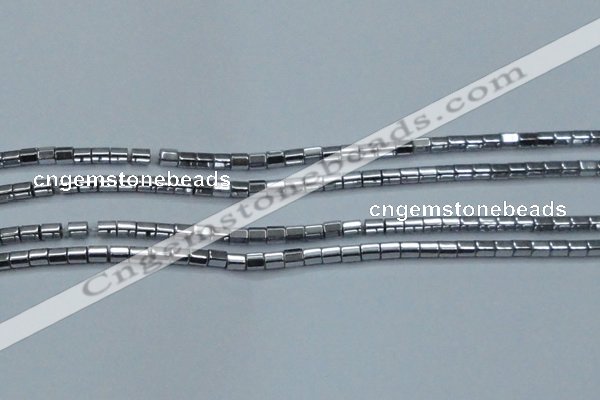 CHE896 15.5 inches 3*3mm faceted tube plated hematite beads wholesale