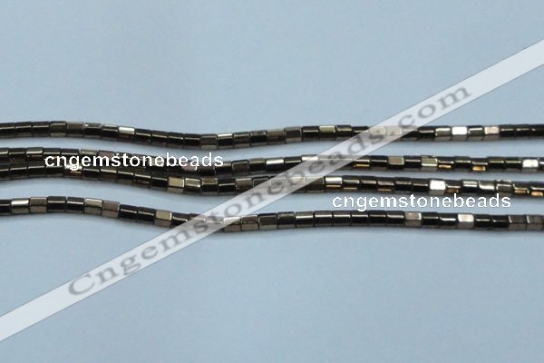 CHE897 15.5 inches 3*3mm faceted tube plated hematite beads wholesale