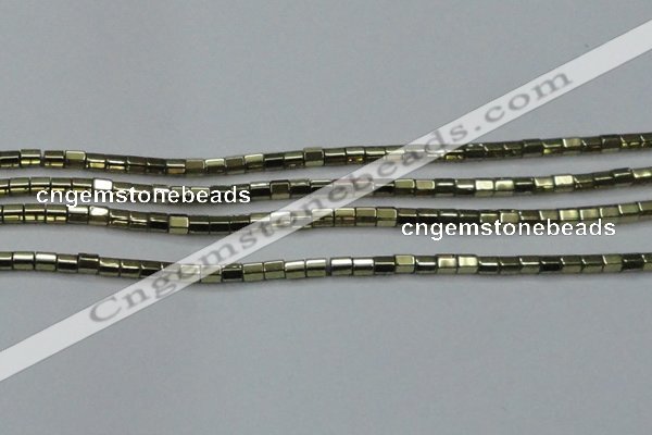 CHE898 15.5 inches 3*3mm faceted tube plated hematite beads wholesale