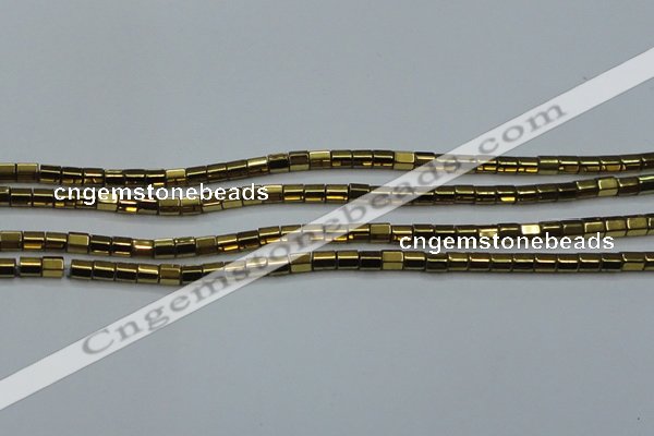 CHE899 15.5 inches 3*3mm faceted tube plated hematite beads wholesale