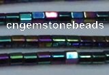 CHE901 15.5 inches 3*3mm faceted tube plated hematite beads wholesale