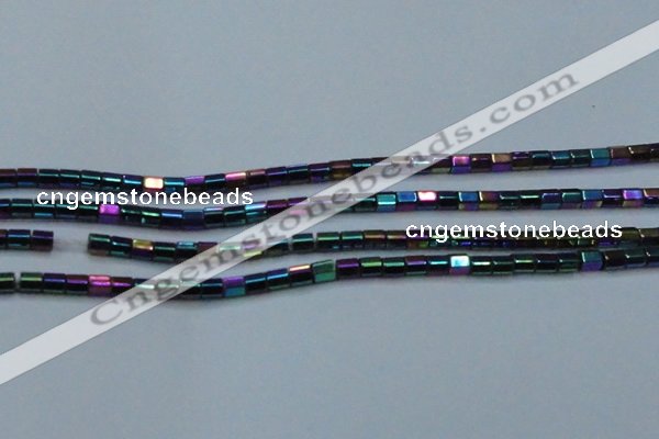 CHE901 15.5 inches 3*3mm faceted tube plated hematite beads wholesale