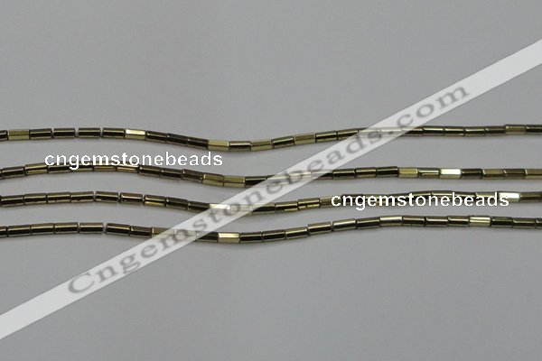 CHE907 15.5 inches 2*4mm faceted tube plated hematite beads wholesale