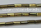 CHE908 15.5 inches 2*4mm faceted tube plated hematite beads wholesale