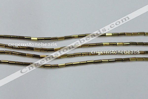 CHE908 15.5 inches 2*4mm faceted tube plated hematite beads wholesale