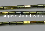 CHE909 15.5 inches 2*4mm faceted tube plated hematite beads wholesale