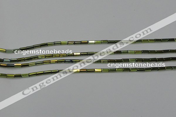 CHE909 15.5 inches 2*4mm faceted tube plated hematite beads wholesale