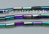 CHE910 15.5 inches 2*4mm faceted tube plated hematite beads wholesale