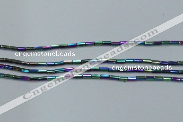 CHE910 15.5 inches 2*4mm faceted tube plated hematite beads wholesale