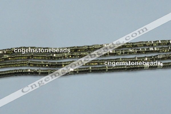 CHE915 15.5 inches 1*4mm hexagon plated hematite beads wholesale