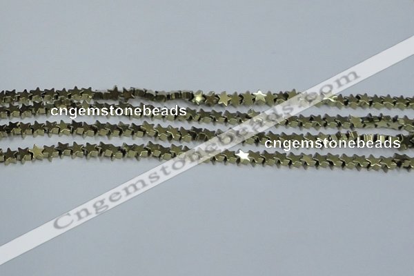 CHE937 15.5 inches 4mm star plated hematite beads wholesale