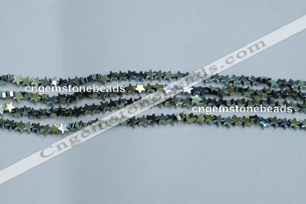 CHE941 15.5 inches 4mm star plated hematite beads wholesale