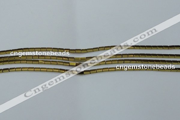 CHE956 15.5 inches 2*4mm cuboid plated hematite beads wholesale