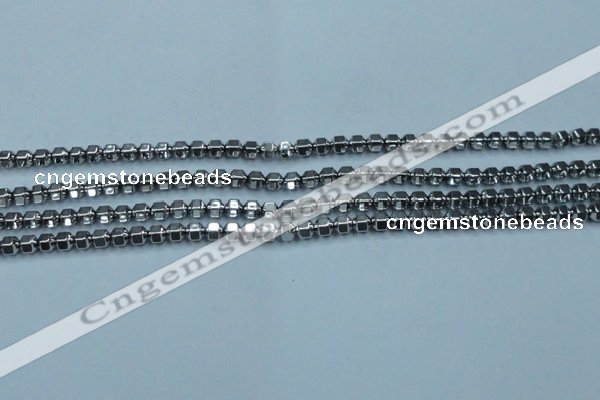 CHE981 15.5 inches 4*4mm plated hematite beads wholesale