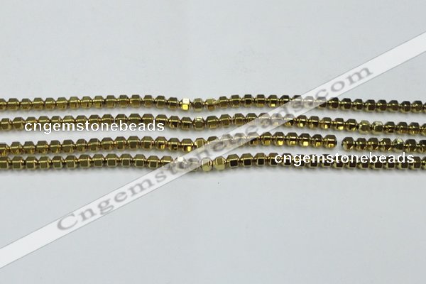 CHE983 15.5 inches 4*4mm plated hematite beads wholesale