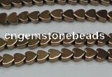 CHE993 15.5 inches 4*4mm heart plated hematite beads wholesale