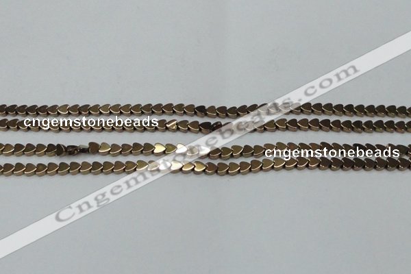 CHE993 15.5 inches 4*4mm heart plated hematite beads wholesale